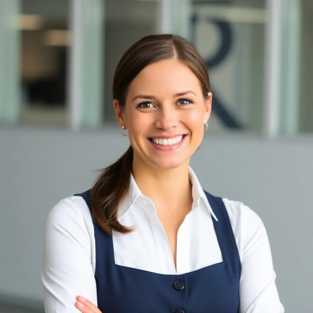 Tech company marketing director Sarah Johnson smiling professionally