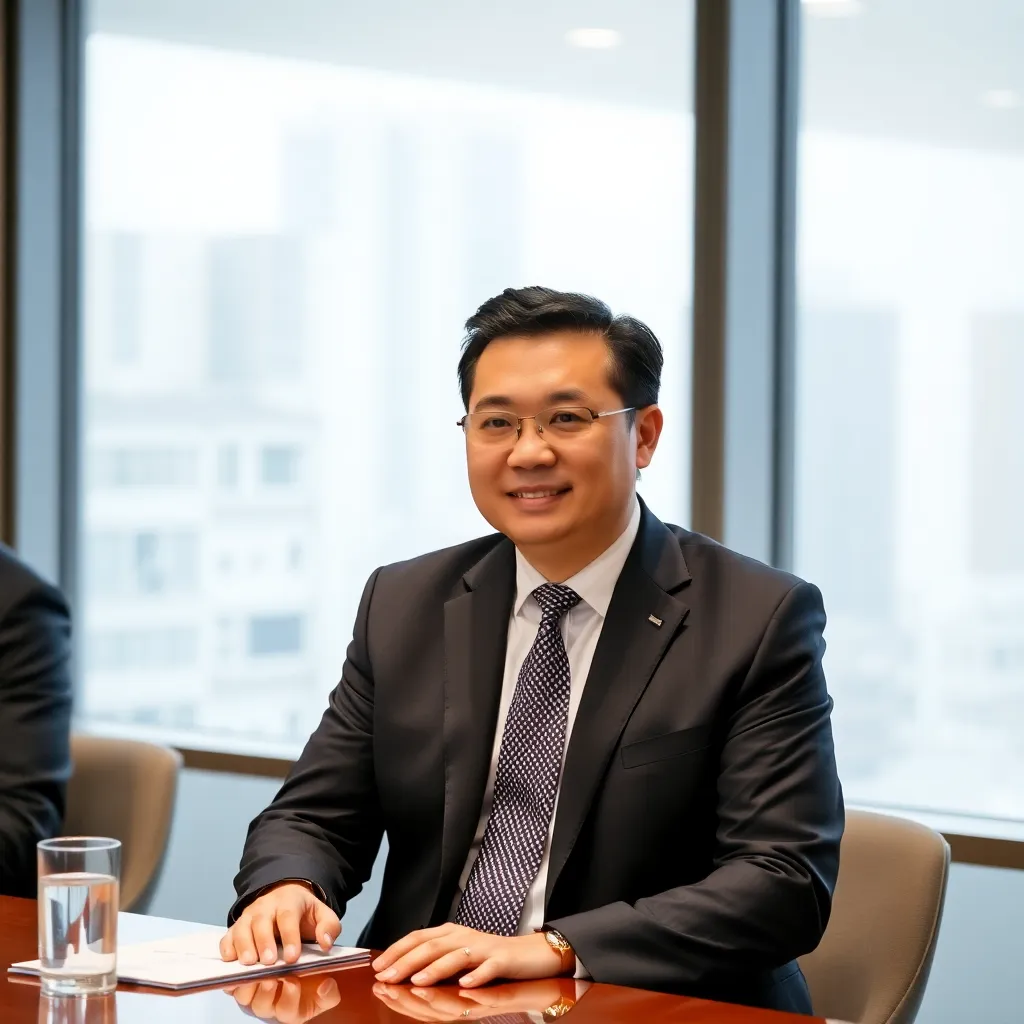 Retail brand CEO Michael Chen in formal business meeting